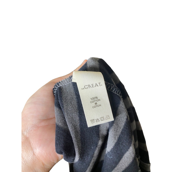 The GREAT. The Long Sleeve Knotted Henley Dress Striped sz 1 = Small - Picture 6 of 9